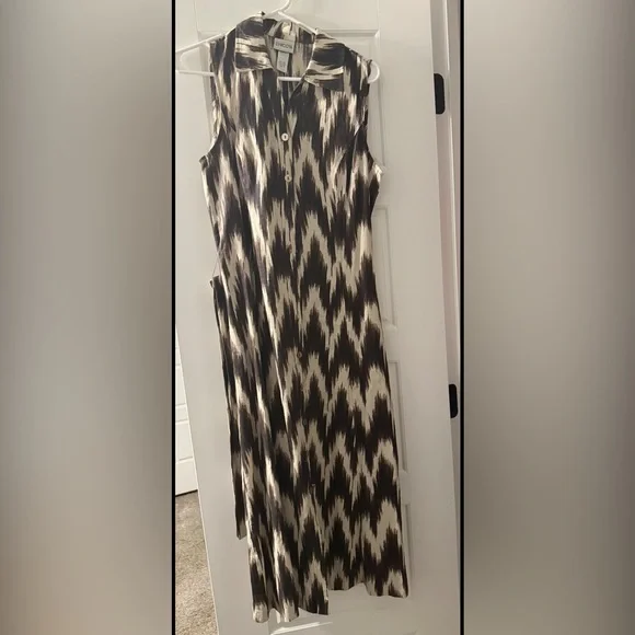 Chico's Linen Jacket and Dress Set in Brown and Cream - Picture 11 of 12